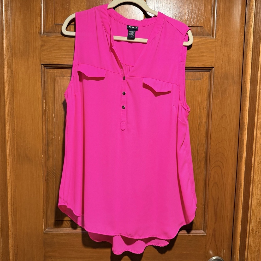 Torrid Sleeveless Blouse Womens Plus Size 1 Pink Polyester